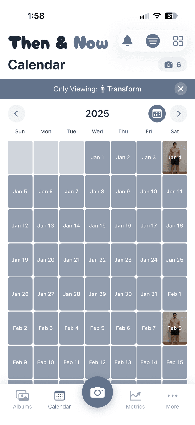 Visual calendar with photo history